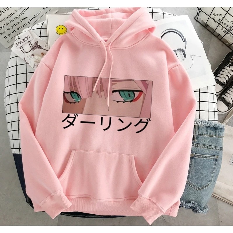 zero two moletom com capuz pink