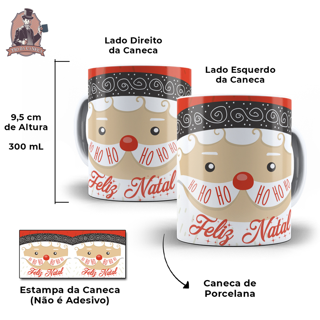 Caneca Ho Ho Ho Feliz Natal Papai Noel