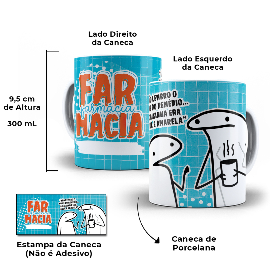 CANECA PORCELANA FLORK FRASES BENTO MEME