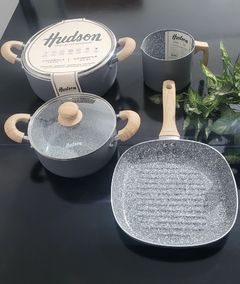 Set Hudson Ceramica Granito: Cacerolas/Ollas 26cm y 20cm + Bifera 26cm +  Jarro 14cm (4