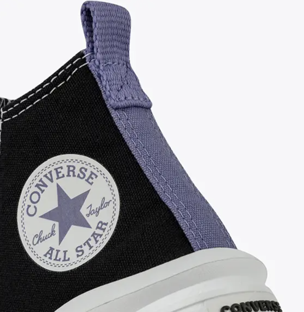 ALL STAR CHUCK TAYLOR PLATAFORMA MOVE PRETO LUA ROXA CANO LONGO INFANTIL