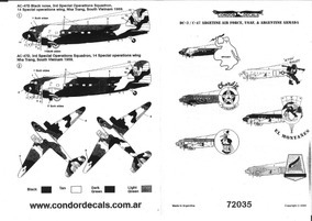 Condor Decals 72035 1/72 Dc-3 C-47 Fuerza Aerea Armada Usaf