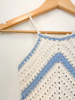 Top Crochê Branco/Azul (M) - comprar online