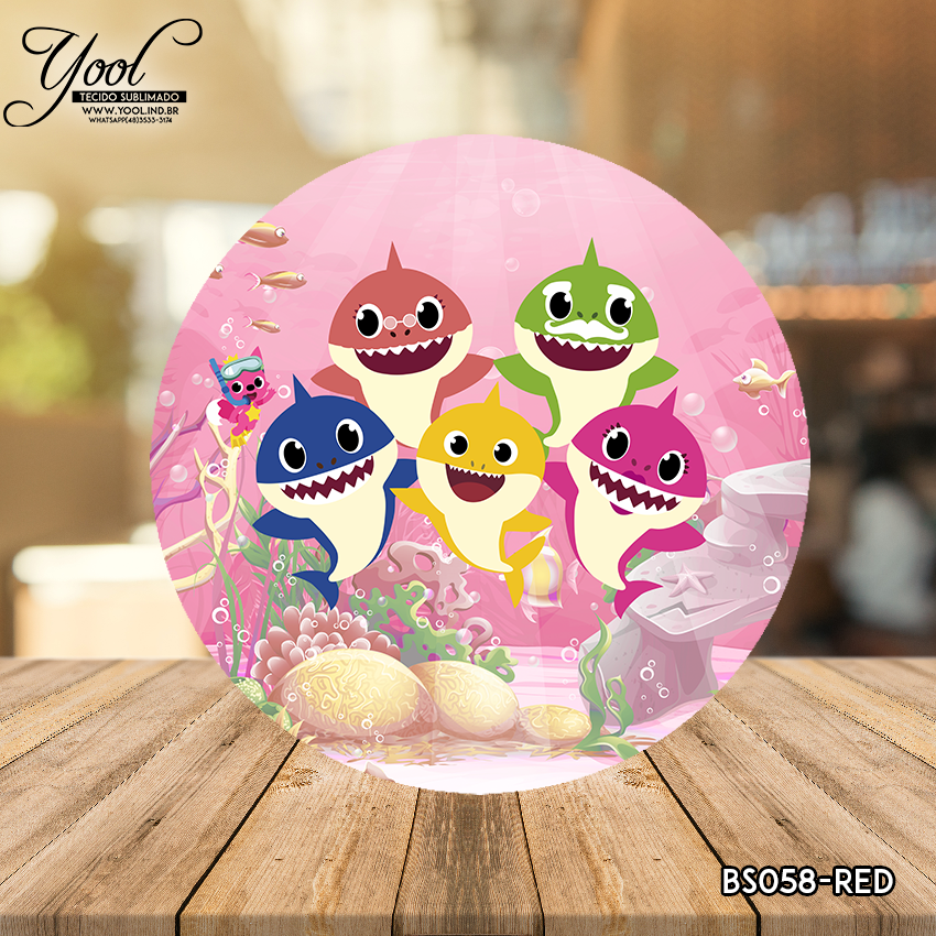 Capa Painel Redondo Sublimado Pronta Entrega Tema Baby Shark Bs058 1 50