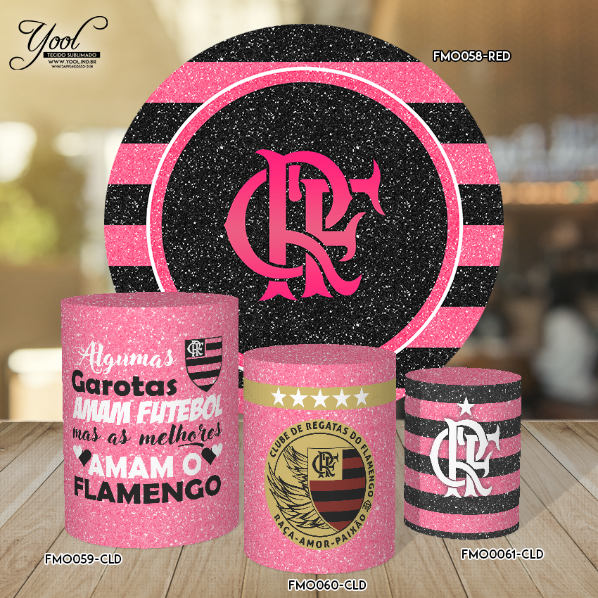 Kit Capas de Tecido Painel + Cilindros para Festa Tema Flamengo - FMO-057