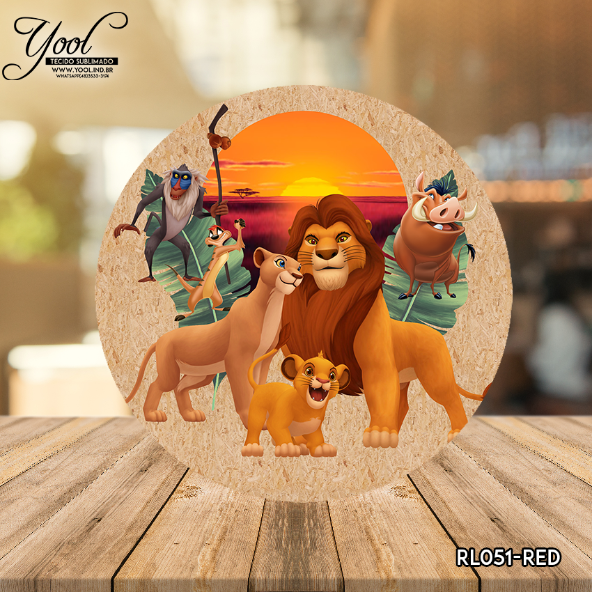 Capa de Tecido Painel para Festa Tema Rei Leão - RL051-RED