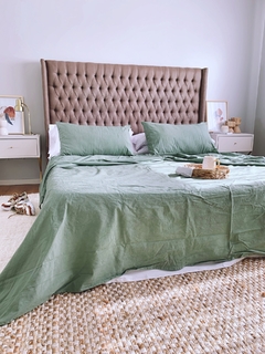 Cubre camas QUEEN Verde Seco - comprar online