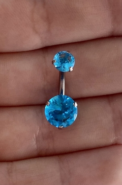 Piercing De Umbigo Azul Aço - Grande