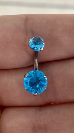 Piercing Umbigo com Pedra Redonda Azul