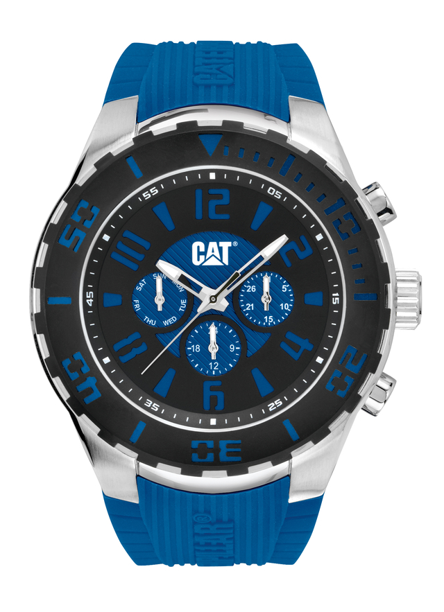 Malla Reloj Cat Insight PR Caucho Azul Hebilla Color Acero