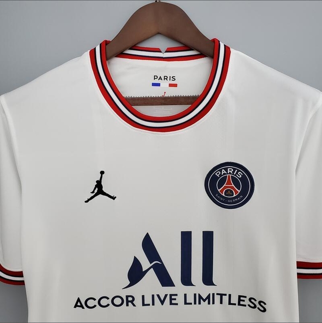 Camisa Paris Saint-Germain IV 2022 Torcedor Jordan Masculina - Branca