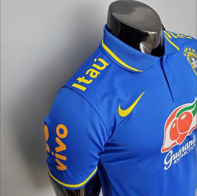 Camisa Seleção Brasileira Gola Polo Azul - Fute Brasil