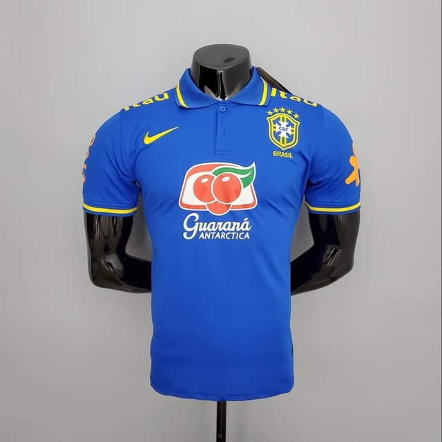 Camisa Seleção Brasileira Gola Polo Azul - Fute Brasil