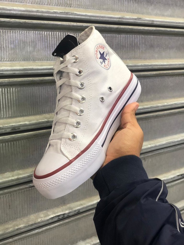 all star cano alto plataforma branco