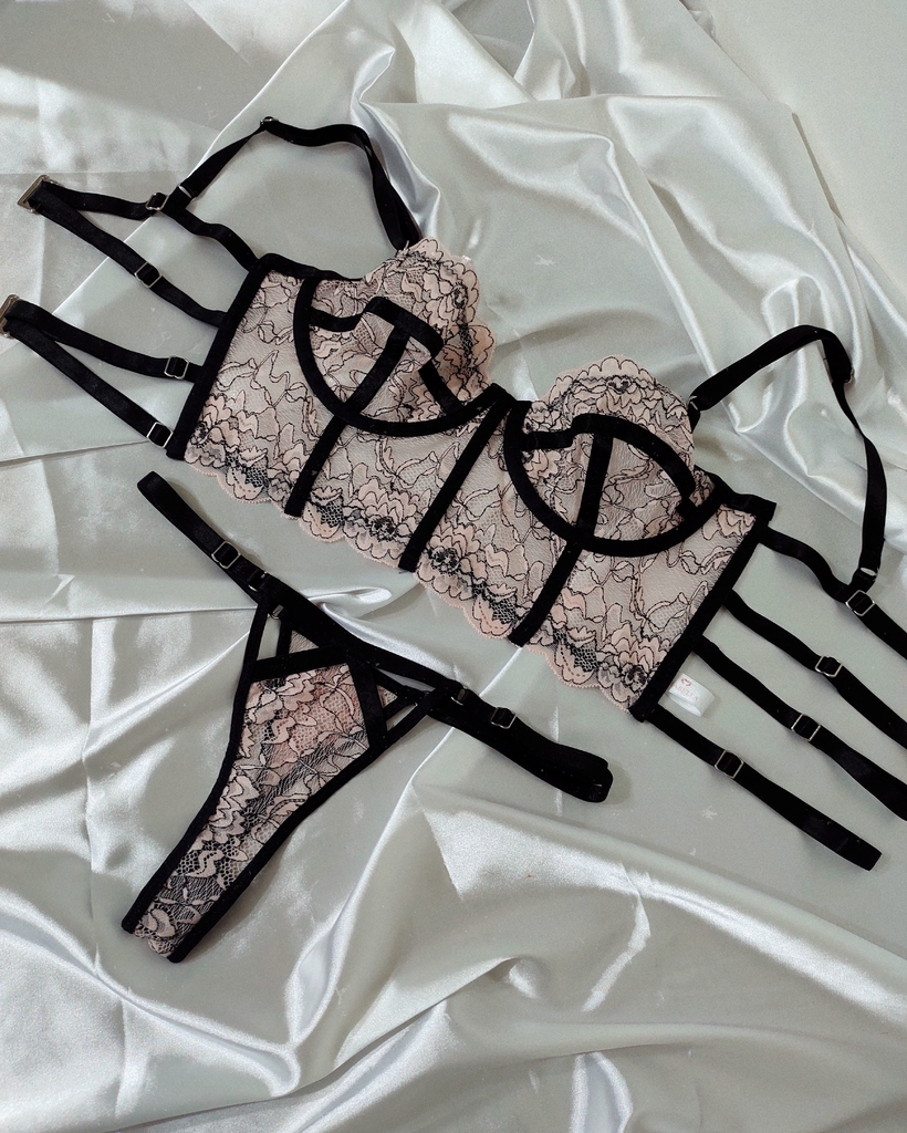 conjunto lenceria de diseño salmon lingerie