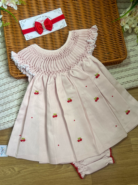 Vestido Casa de Abelha Rosa Xadrez Ponto Smock com Short - Loja