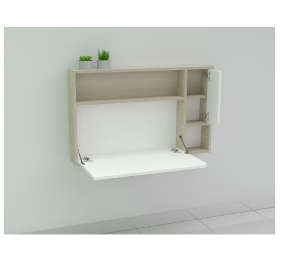 Escritorio de pared para home office con repisa abatible