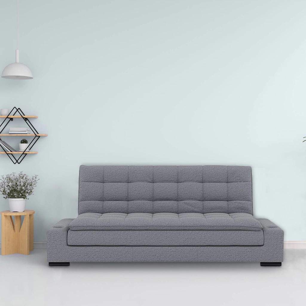 Sofa cama tapizado en tela, elegante y ahorrador de espacio