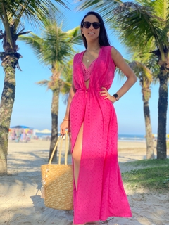 Saída de Praia lese Pink + chapéu milão