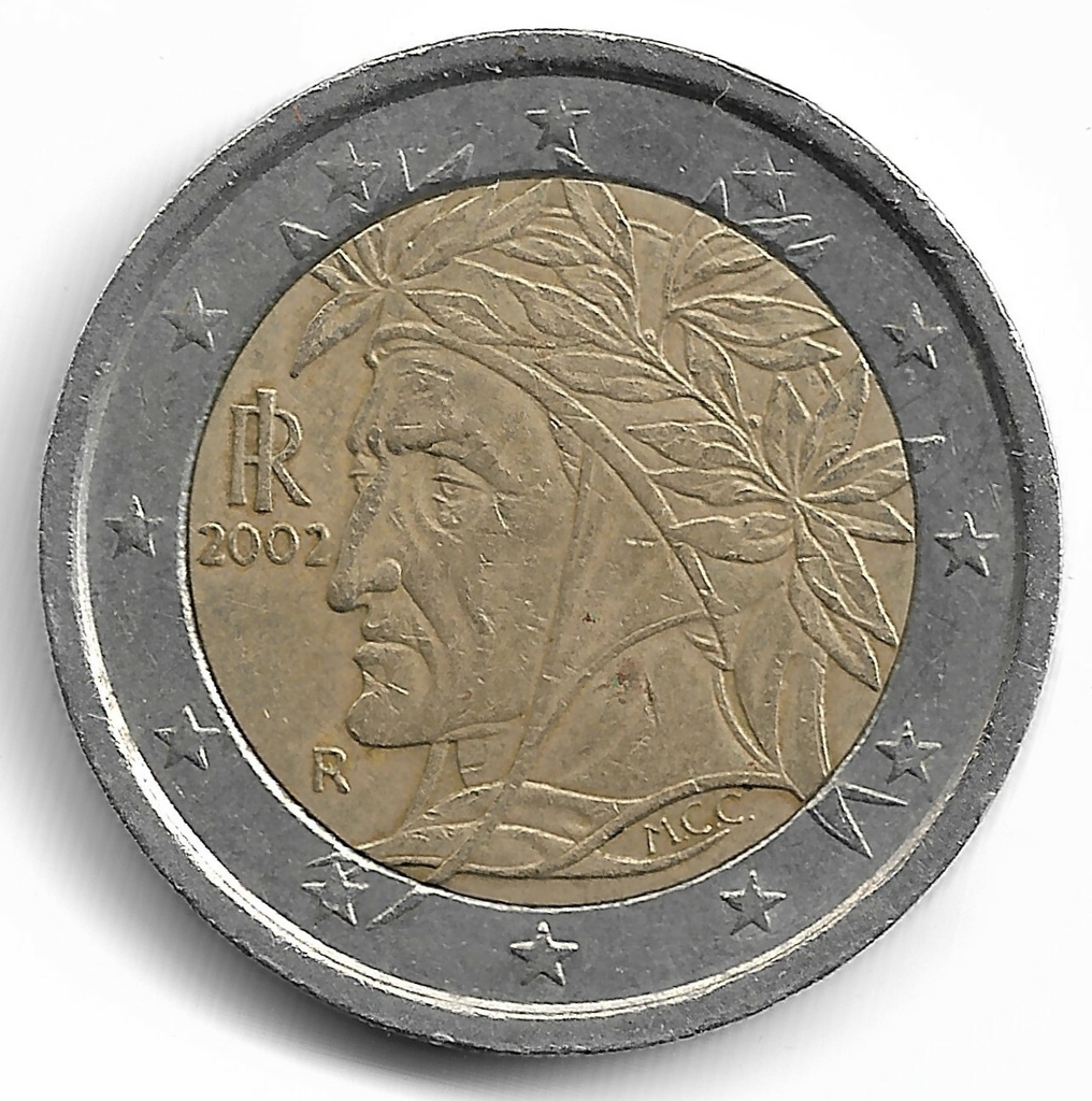 Itália, 2 Euros Dante Alighieri