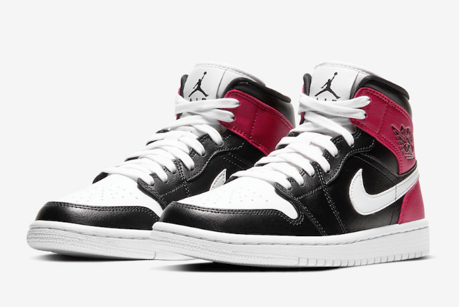 Nike Air Jordan 1 Mid Black Noble Red Wmn - LaRepo