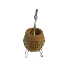 Mate de madera grabado laser cuadros de futbol con pie de metal en internet