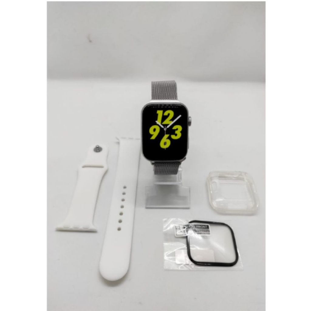 Smartwatch W34 Branco Com Pulseira Aço Milanese Android E Ios + Película C/  Case