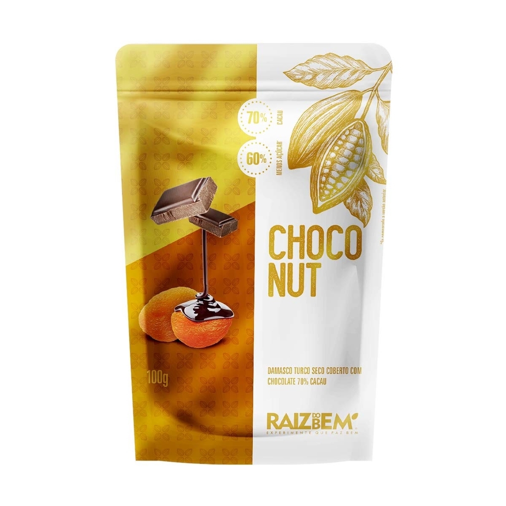 Damasco Coberto Chocolate 70% Cacau Zero Açúcar Emb. 100g