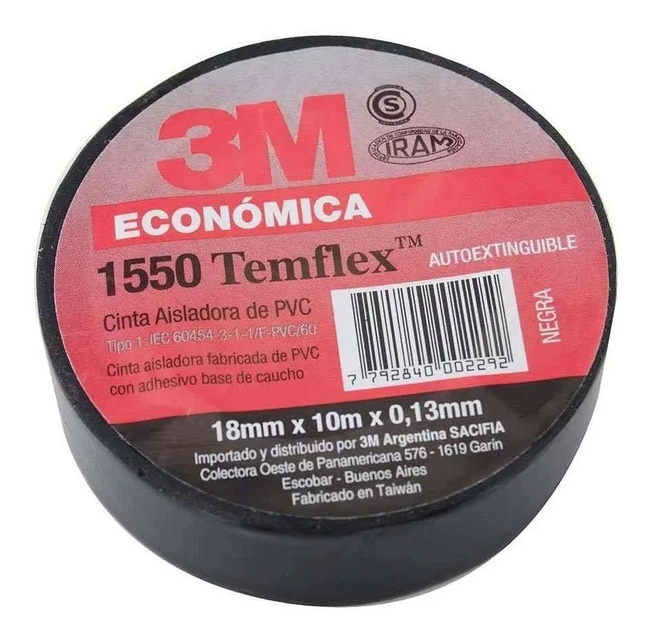Cinta Aisladora 3m Temflex 1550 18mm X 10mts X 10u