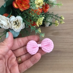 Laço Linha Tipo Crochê Rosa Bebê (5cm)