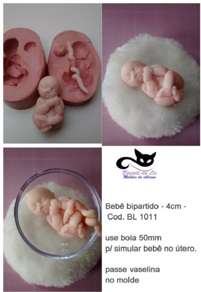 Molde de Silicone - Bebê Bipartido 4cm - Biscuit da Lu