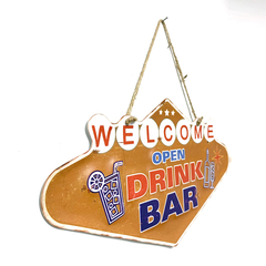 Placa de Metal Decorativa Welcome Open Drink Bar - comprar online