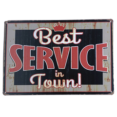 Placa de Metal Best Service in town - 30 x 20 cm