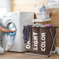 Cesto Canasto Triple Laundry Ropa Sucia Tela Y Aluminio New - tienda online
