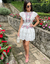 Vestido Curto Branco com Bordados Pink Garden on internet