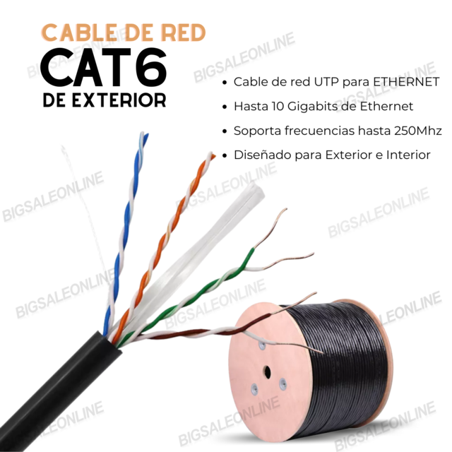 Cable De Red para CAT 6 para Exterior o Interior de 15mts