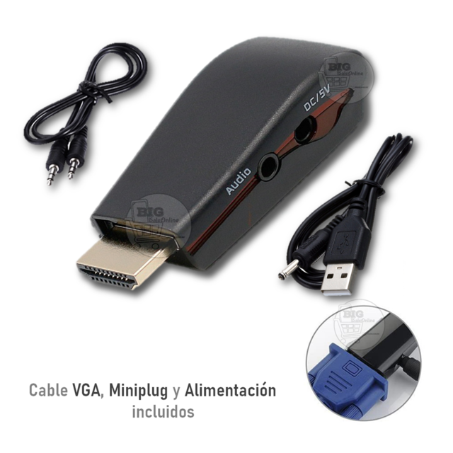 Conversor de Cable Hdmi A Vga Activo | Conecta de Notebook Pc Ps4 A  Monitores VGA