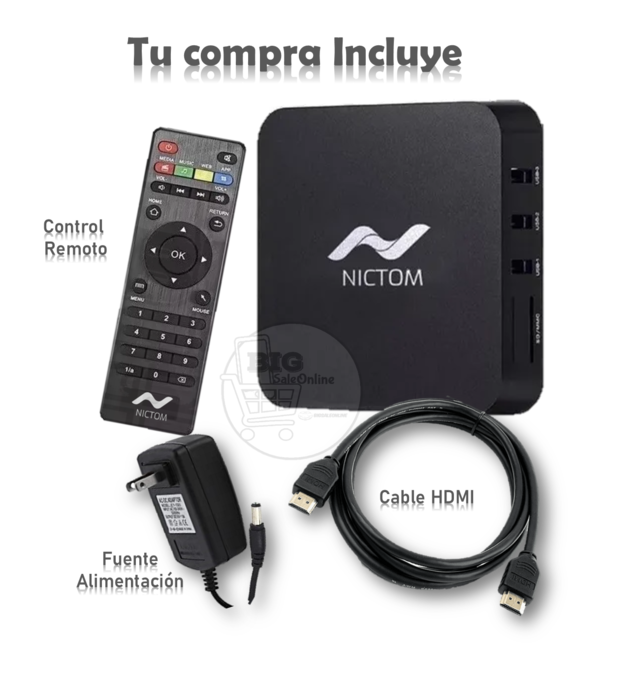 Convertidor TV Smart Tv Box para Netflix, Amazon, FLOW 4K y Wifi 5 Ghz