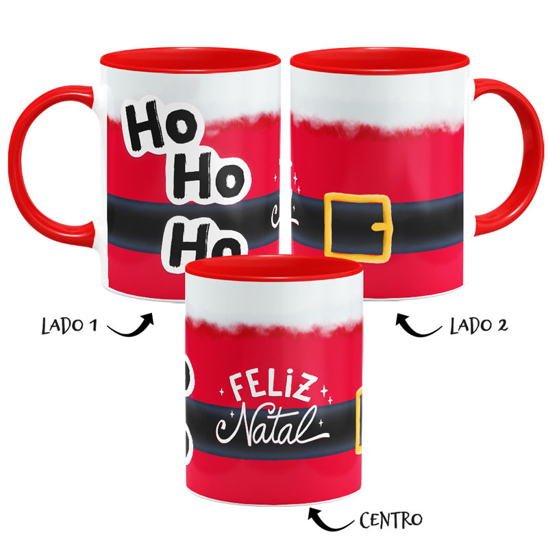 Caneca Ho Ho Ho Feliz Natal Papai Noel