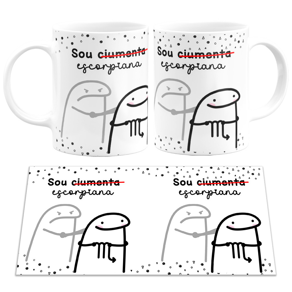 Caneca De Signos Flork Meme Palito Presente Envio Imediato - R$ 35,97