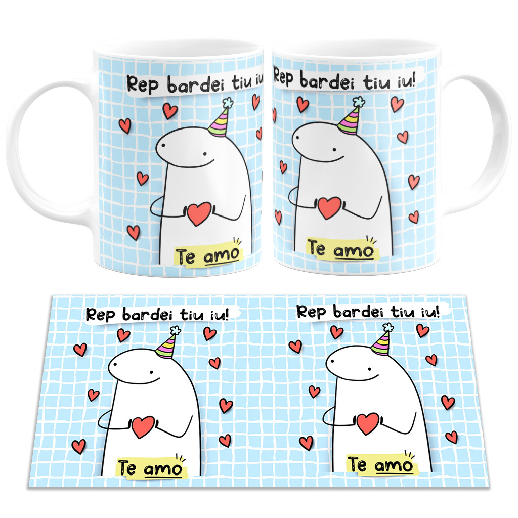 Caneca Namorados Amor Love Flork Casal Meme Cerâmica 325ml