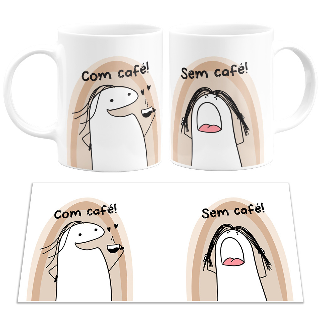 Caneca Flork Meme Com Café, Sem Café