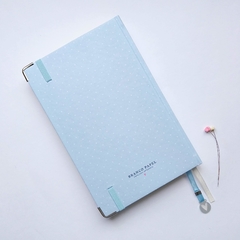 Caderneta A5 "Poá Azul" - Branco Papel | Papelaria Artesanal - Planners, Cadernos, Bullet Journal/Bujo.