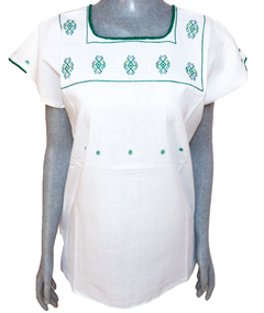 Blusa Mod014 Blanca/Verde Jade (L) - comprar en línea