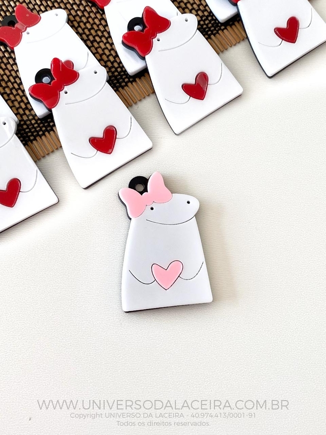 PINGENTE FLORK LAÇO ROSA 5CM