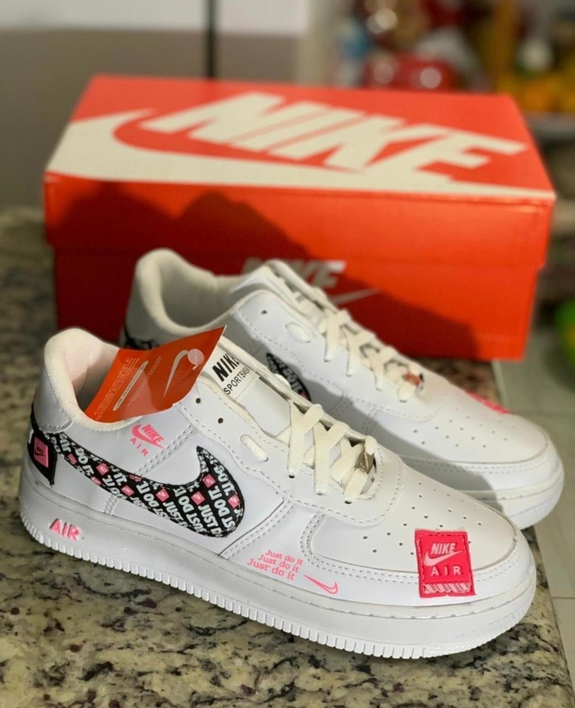 air force holografico branco rosa glitter