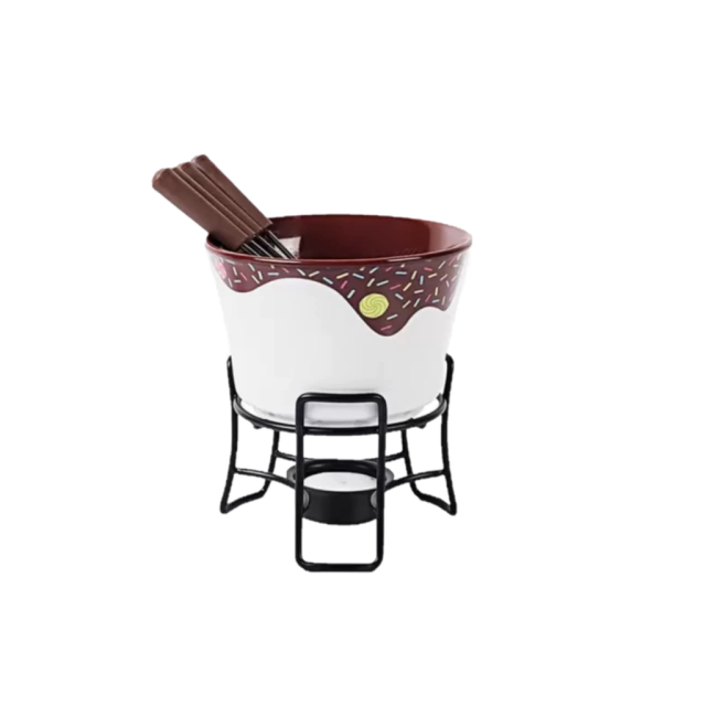 Kit para Fondue Coração Casal Conjunto para Fondue Chocolate Queijo