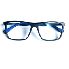 Armação de óculos masculino quadrado preto e azul