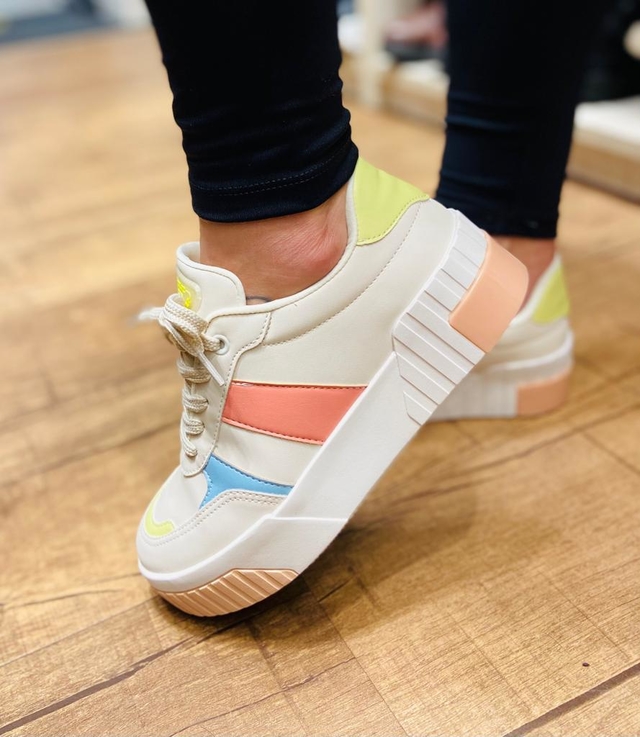 Tênis Juliette Em Napa Off White - Lela Estilo