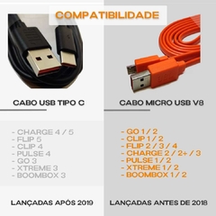 Cabo Micro Usb JBL Charge 1 2 3 Xtreme Clip Flip Go Original* - VIPO Eletrônicos - Áudio e Vídeo